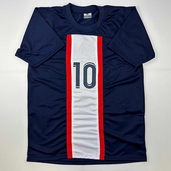 Facsimile Autographed Neymar Jr. PSG Blue Reprint Laser Auto Soccer Jersey Size Men's XL
