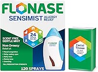 Flonase Sensimist Allergy Relief Nasal Spray: Non-Drowsy 24HR Relief, Scent-Free Mist, 120 Sprays + Bonus Tissues