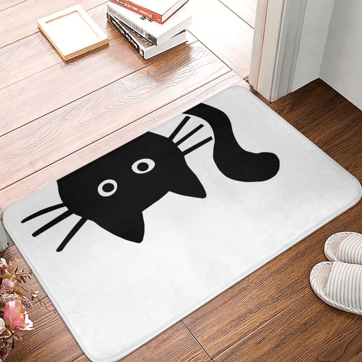 Ensound Bath Mat Funny Black Cat Doormat Kitchen Carpet Balcony Rug Home Decoration 24x16 Inch
