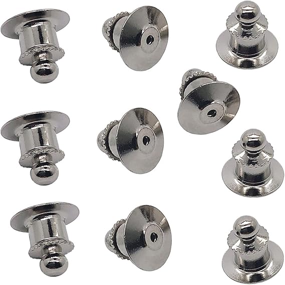 Amazon Co Jp ピンバッジのキャッチ留め具デラックス丸型クラッチ銀色10個セット ホビー