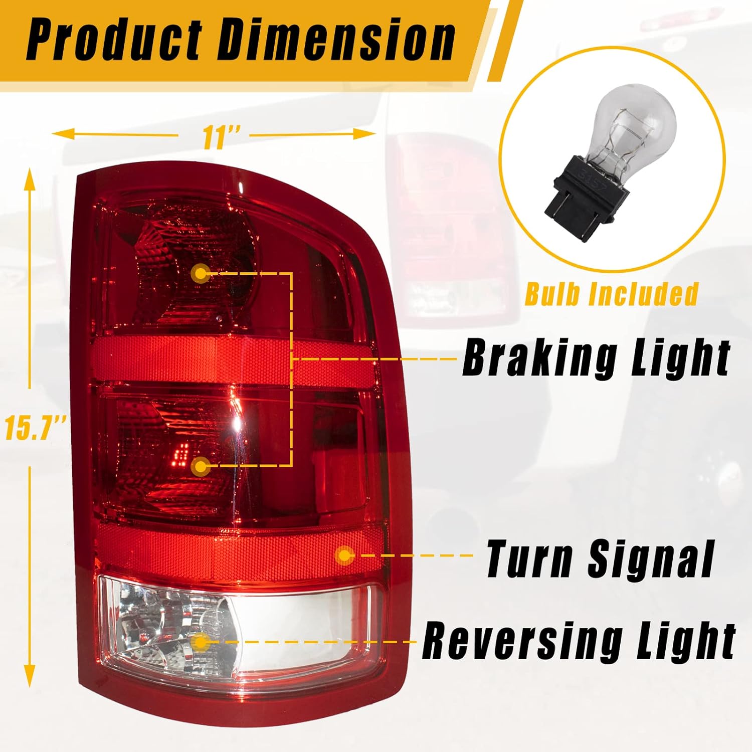 Boine Tail Light Compatible With 2007 2008 2009 2010 2011 2012 2013 GMC Sierra 1500 2500HD 3500HD Rear Light Brake Lamps Replaces 25958484 25958485 - Bulb Included (Red Edge)