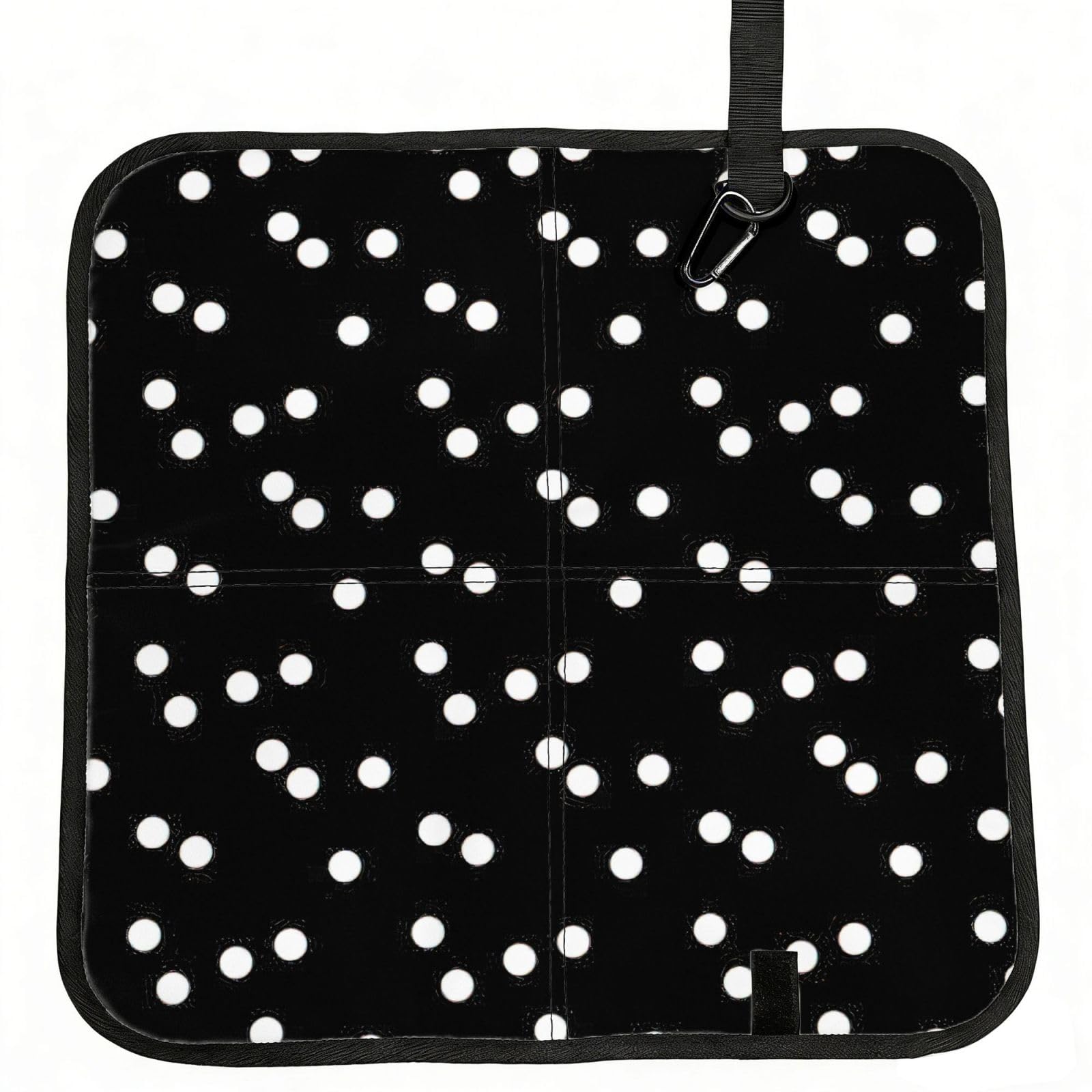 PPHGUT Black White Polka Dots Print Foldable Seat Cushion Waterproof Portable Chair Pad Travel Outdoor Picnic Camping