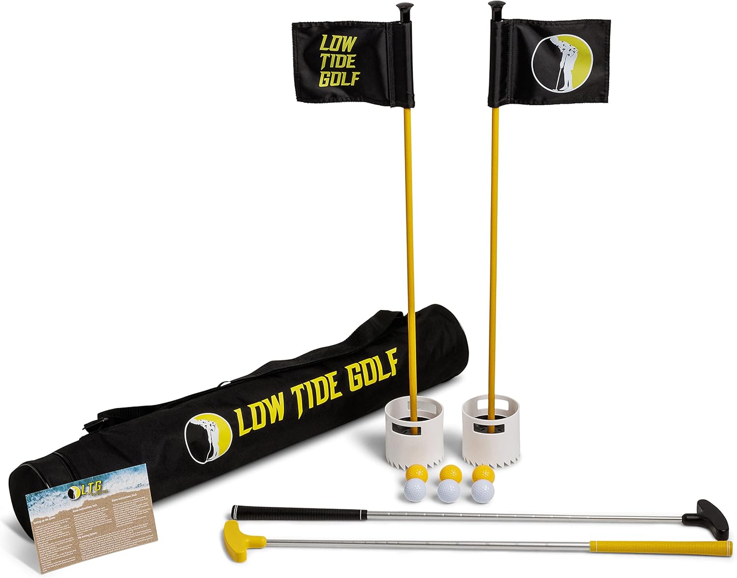 Set – Beach Golf Putting Game | Outdoor Beach Golf Game for Sand | Beach Golf Set with 2 Putters, 2 Cups, Flags, 6 Golf Balls & Travel Bag