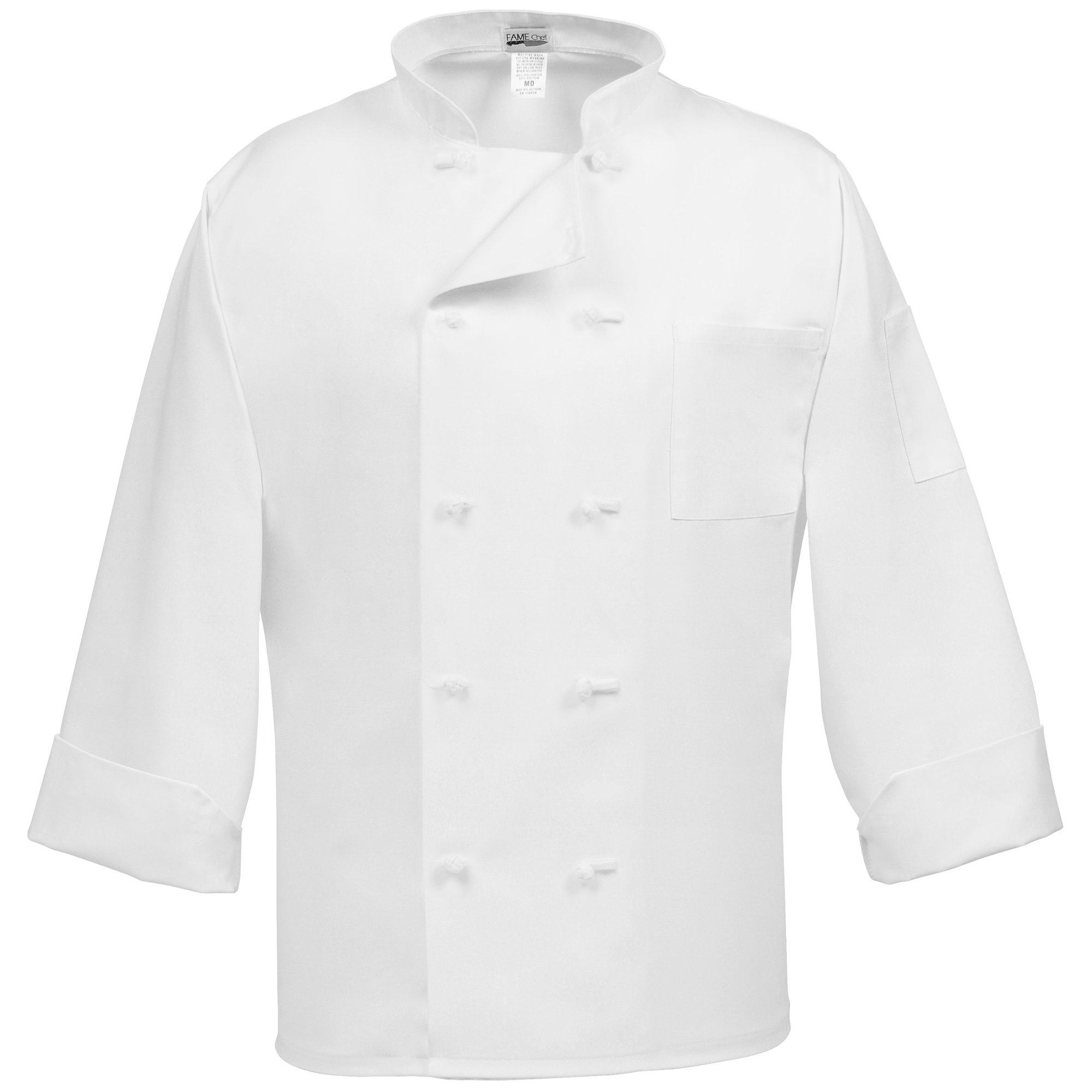 Fame French Knot 10 Button Long Sleeve Chef Coat C10F - White/SM (WFA81982WHSM)