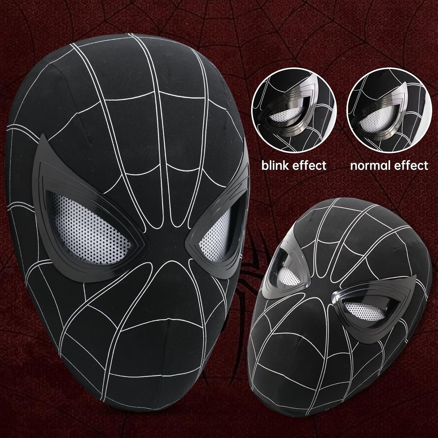 Spider Hero Black Mask with Movable Mechanical Eyes - Homecoming Super Hero Full Mask with Moving Lenses - Cosplay Wearable Prop for Gift - Image 5