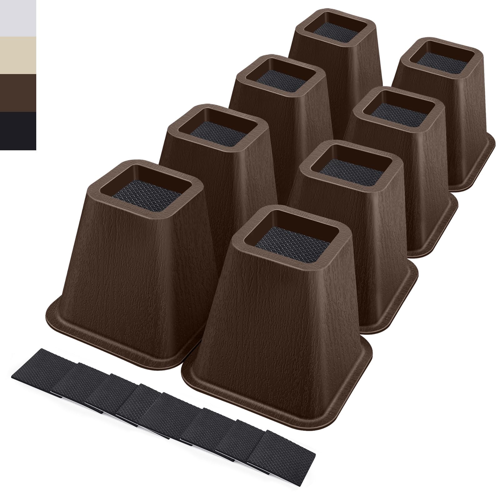 Photo 1 of ANNKUT Heavy Duty Bed Risers (8 Pack, Brown)