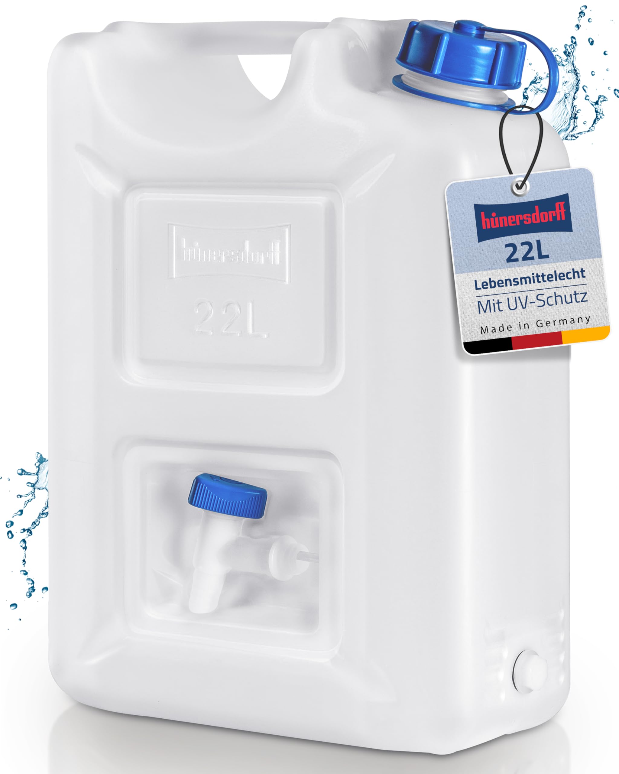 Hünersdorff Tanica Acqua Profi da 22 Litri, HD-PE Colore Naturale, con Protezione UV