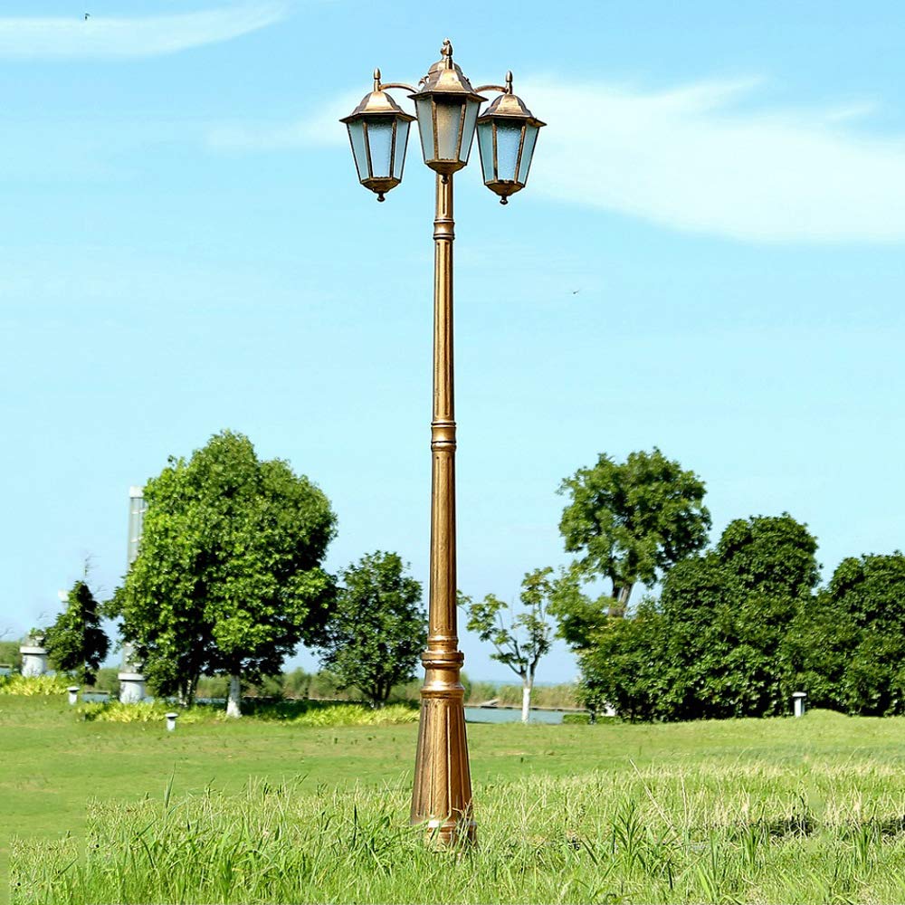 Lampadaire d'extérieur étanche E27 avec abat-jour en acrylique, 3 têtes, style victorien, en verre, éclairage extérieur vintage