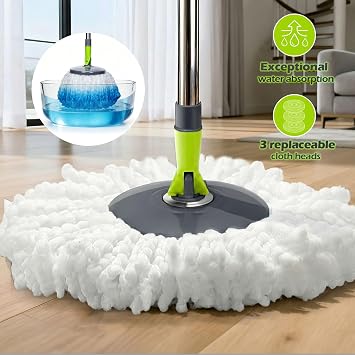 Masthome Compact Spin Mop Bucket System with Pedal Wringer Set