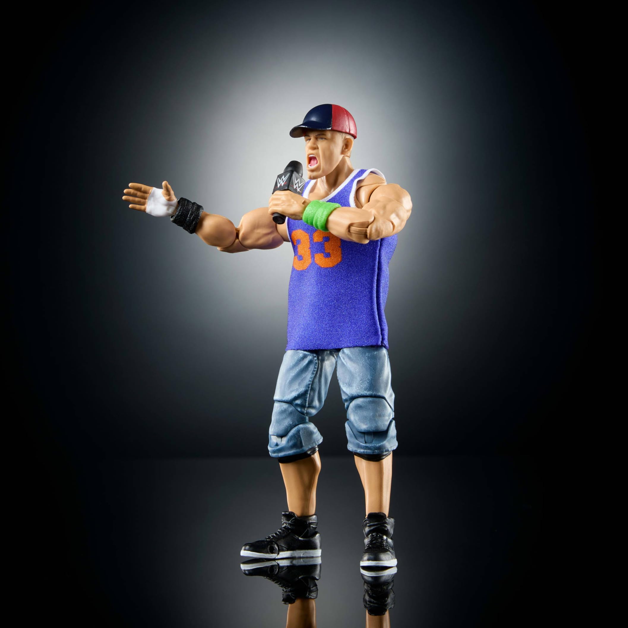 Mattel WWE Ultimate Edition John Cena Figura de acción de 15,24cm y conjunto de accesorios, más de 10piezas, incluye cabezas y manos intercambiables, JCX42