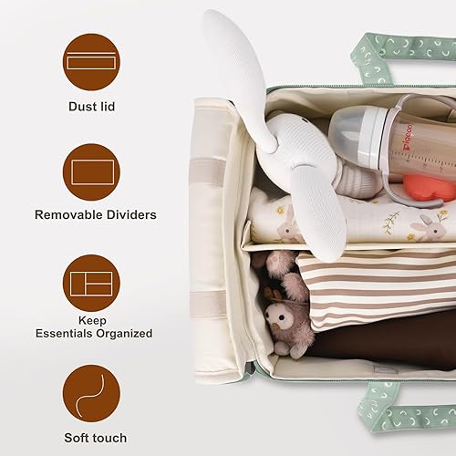 Miniatura 2 de Organizador de pañales, cesta de bebé para baby shower con tapa, organizador de coche para recién nacidos, artículos esenciales para bebés