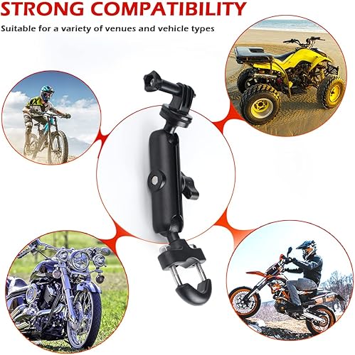 Miniatura 5 de UIRWOU Soporte de motocicleta de 360 para GoPro Hero1098max7654 Cámara de acción Moto Bicicleta Soporte de manillar con brazo de cabeza de bola de