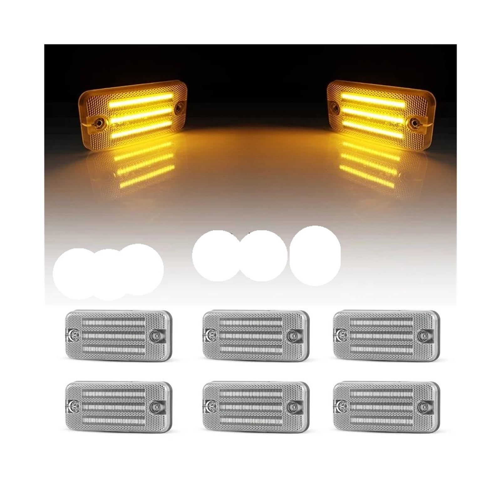 2 Pezzi Luci Di Posizione Laterali Dinamiche Indicatori Di Direzione Per Auto Lampeggianti Per Jeep Per Cherokee MK2 1986-2001 Freccia Laterale(6PCS Silver)