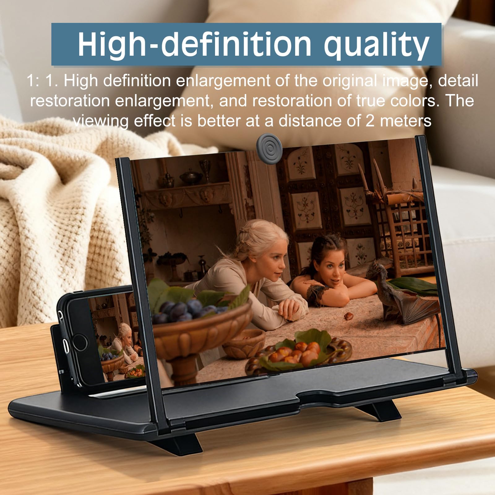 18 Pouces Agrandisseur Ecran Telephone,Loupe D'écran De Téléphone Portable,HD Loupe Telephone Portable pour Regarder des Films Et des Vidéos, Tous Smartphones,3D HD Anti-Bleu(Noir)