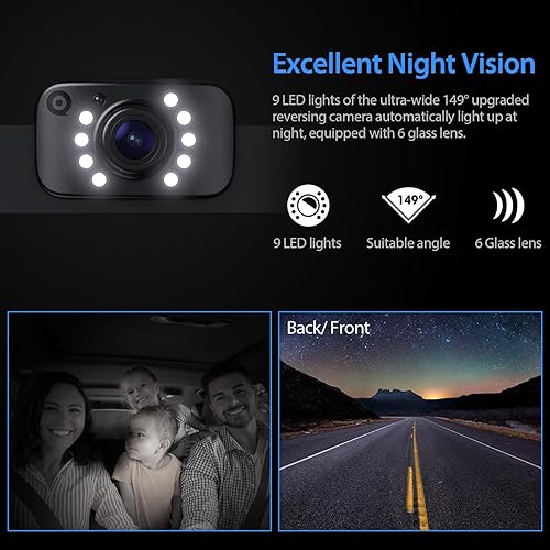 Miniatura 4 de eRapta Cámara de respaldo para camión 7 pulgadas HD 2K Kit de monitor de visión frontaltrasera IP69 impermeable visión nocturna DIY líneas de