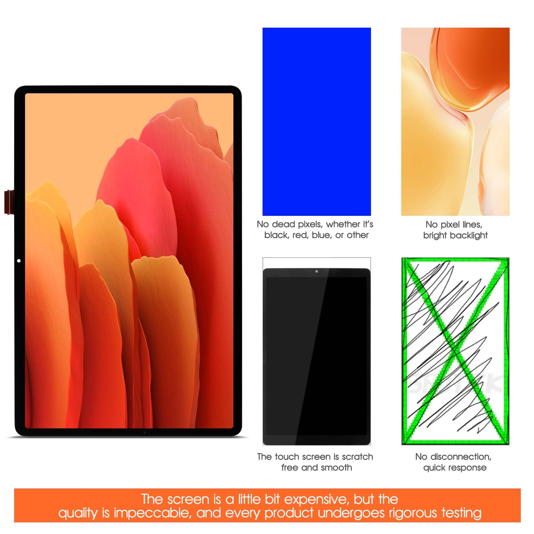 Écran LCD pour Samsung Tab S7 FE SM-T730 12,4" LCD Display pour Galaxy Tab S7 FE T733 T735 T736 T737 T738U Ecran Replacement Digitalizer Touchscreen Montage Complet avec Réparation, Noir