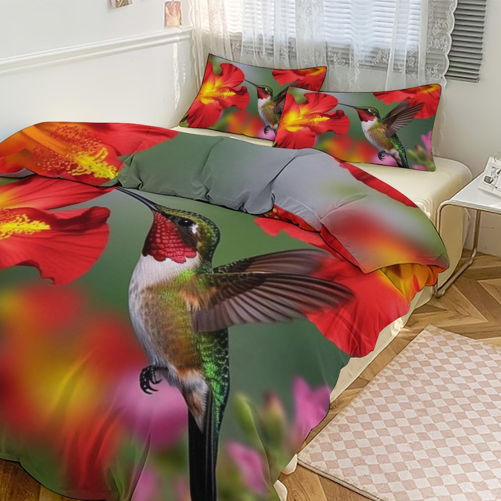 Parure de lit en microfibre douce supérieure motif floral raffiné et taies d'oreiller