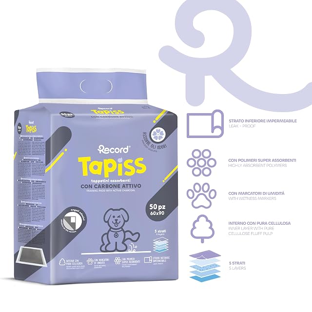 Foto 2 de 5 de Record Tapiss - Alfombrillas para Perros Desechables Ultra absorbentes de carbón Activo con Base Impermeable