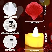 Vista 2 de 3000 pétalos de rosa artificiales con 20 velas LED sin llama para decoración de noches especiales y románticas, aniversario de boda, evento