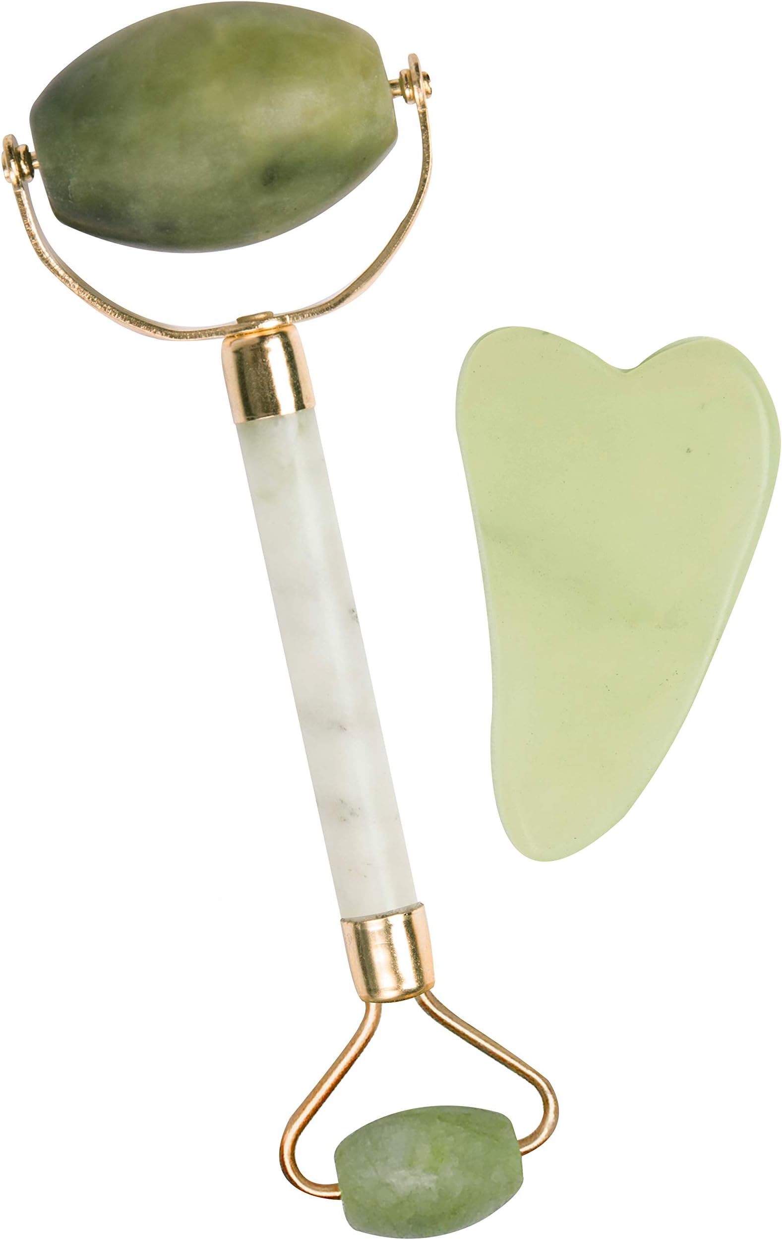 Jade Roller & Gua Sha Set w/Free E-book | Facial Massager & Body Scraping Tool Kit | Premium Quality 100% Jade Stone | Anti-Aging Face Massage to Reduce Wrinkles & Puffy Eyes (by Luna Essentials)