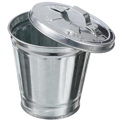 SOLUSTRE 1 mini bote de basura con tapas, contenedores pequeños, caja de arena con cubierta, soporte para bolígrafo de encimera, contenedor de