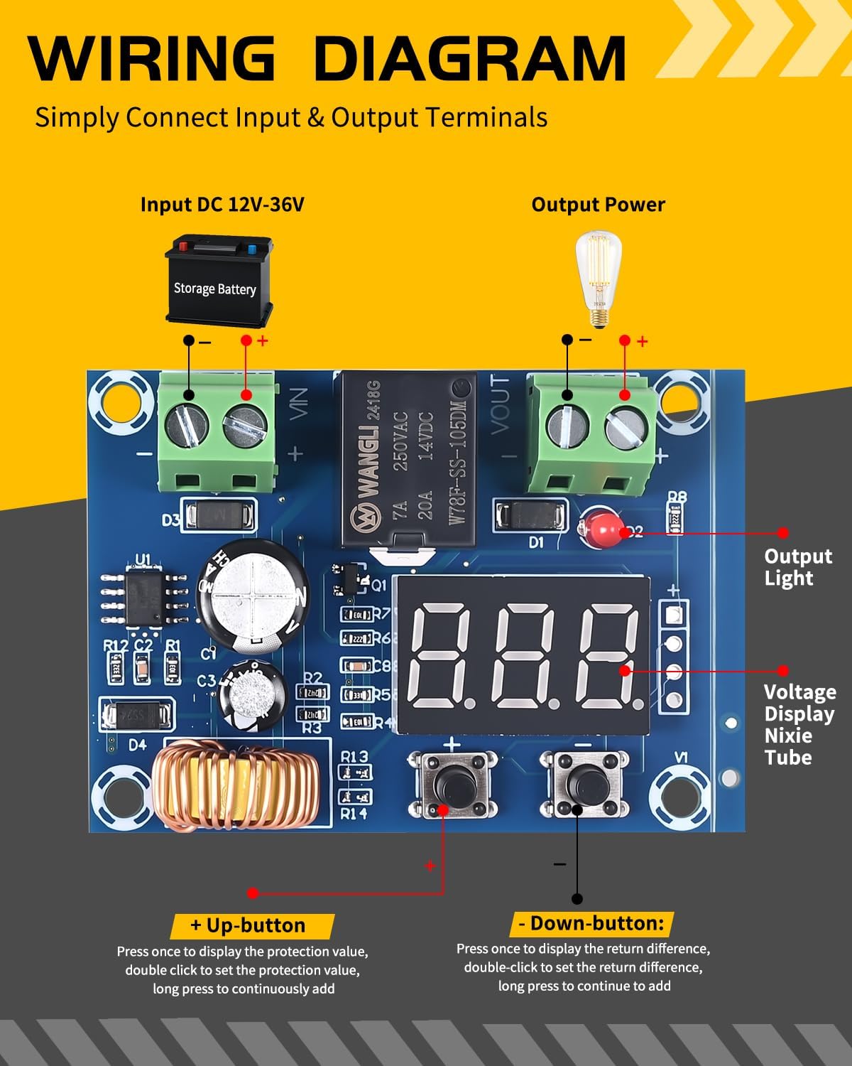 10PCS Digital Low Voltage Disconnect Switch 12V-36V DC Over-Discharge Protector with Auto Cut Off Battery Protection Module for Solar RV Lithium Batteries