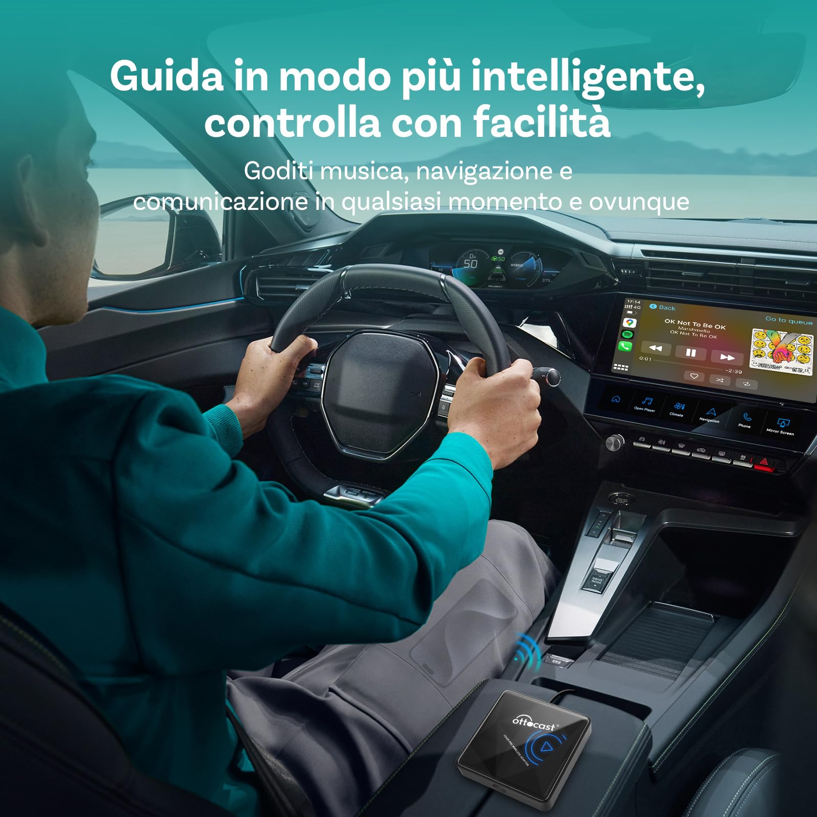 OTTOCAST U2Air Pro Adaptateur CarPlay Sans Fil, Connexion Bluetooth & Wi-Fi Sans Couture, Compatible avec iOS 11+, Fonctionne avec les Véhicules CarPlay Câblés à Partir de 2016