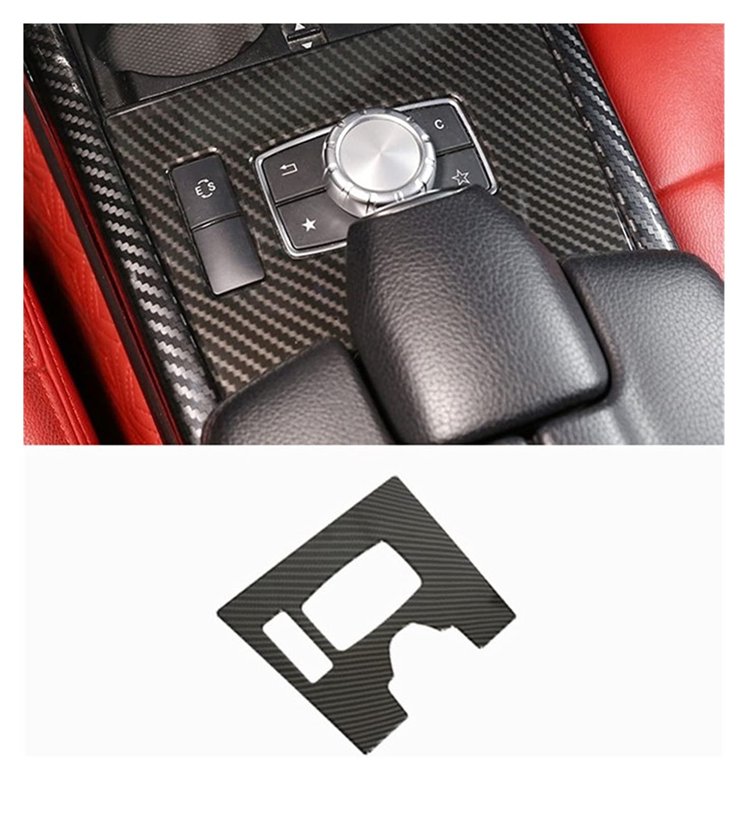 Trim Interior Carbon Fiber Center Console Mode Buttons Panel Sticker Trim For Mercedes For Benz E/Class W212 2014-15 (Size : Carbon Fiber Black)
