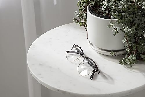 Miniatura 5 de Kate and Laurel Tira - Mesa auxiliar redonda, 14 x 14 x 24 pulgadas, color blanco y plateado, mesa auxiliar decorativa estilo pedestal para usar