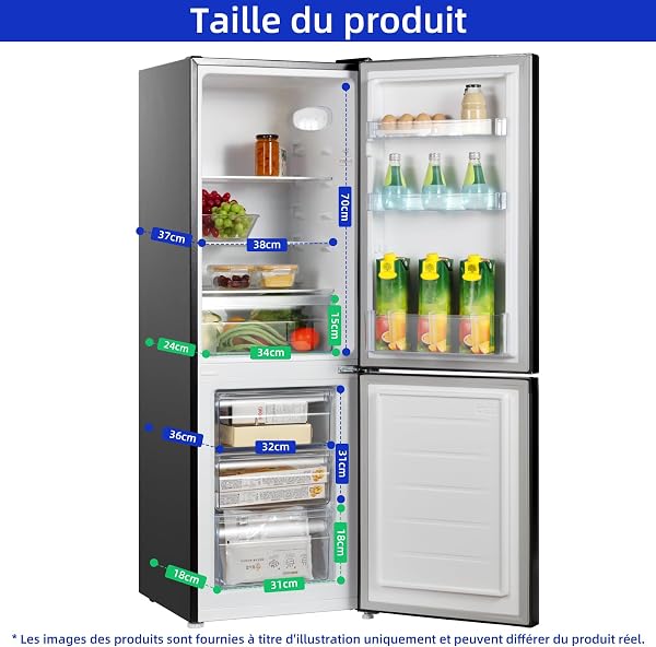 CHIQ CBM159LEBD Réfrigérateur congélateur bas157 litres (109 + 48) Low Frost, Faible bruit, Refroidissement rapide, Faible emcombrement - 5