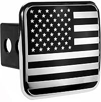 Vista 1 de eVerHitch 2 Inch USA Black and Chrome Flag Hitch Cover Plug Fits 2" Receiver