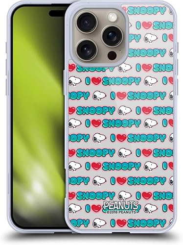 Vista 117 de Head Case Designs Funda de gel suave con licencia oficial de Peanuts I Love Pattern Snoopy Boardwalk Airbrush compatible con Apple iPhone 15