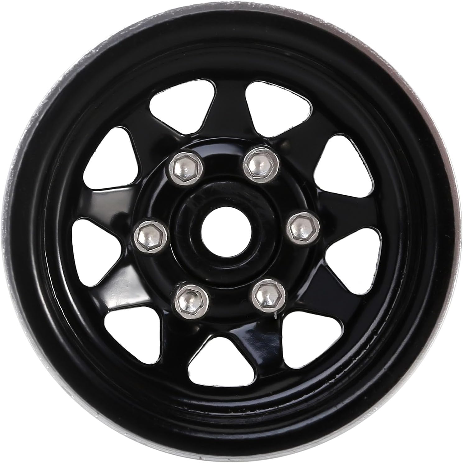 INJORA 1.0 Beadlock Wheel Stamped Steel Beadlock Deep Dish 1.0" Wheels for 1/18 TRX4M Axial AX24 SCX24 Gladiator Deadbolt Bronco C10 JLU Upgrade Parts(Black)