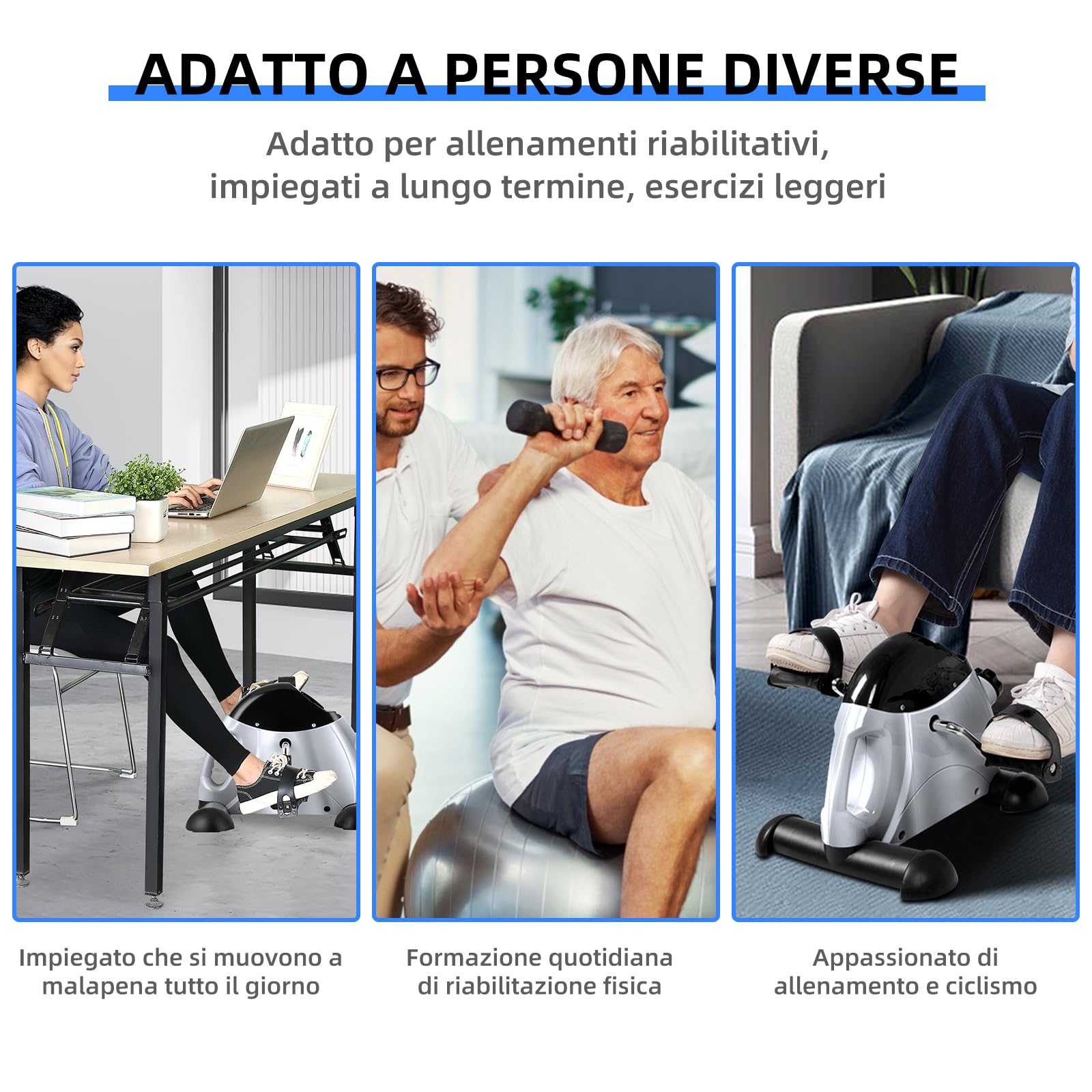 EVOLAND Mini Cyclette, Pedale Statico Portatile, Dispositivo di esercizio per Gambe e Braccio Lavoro