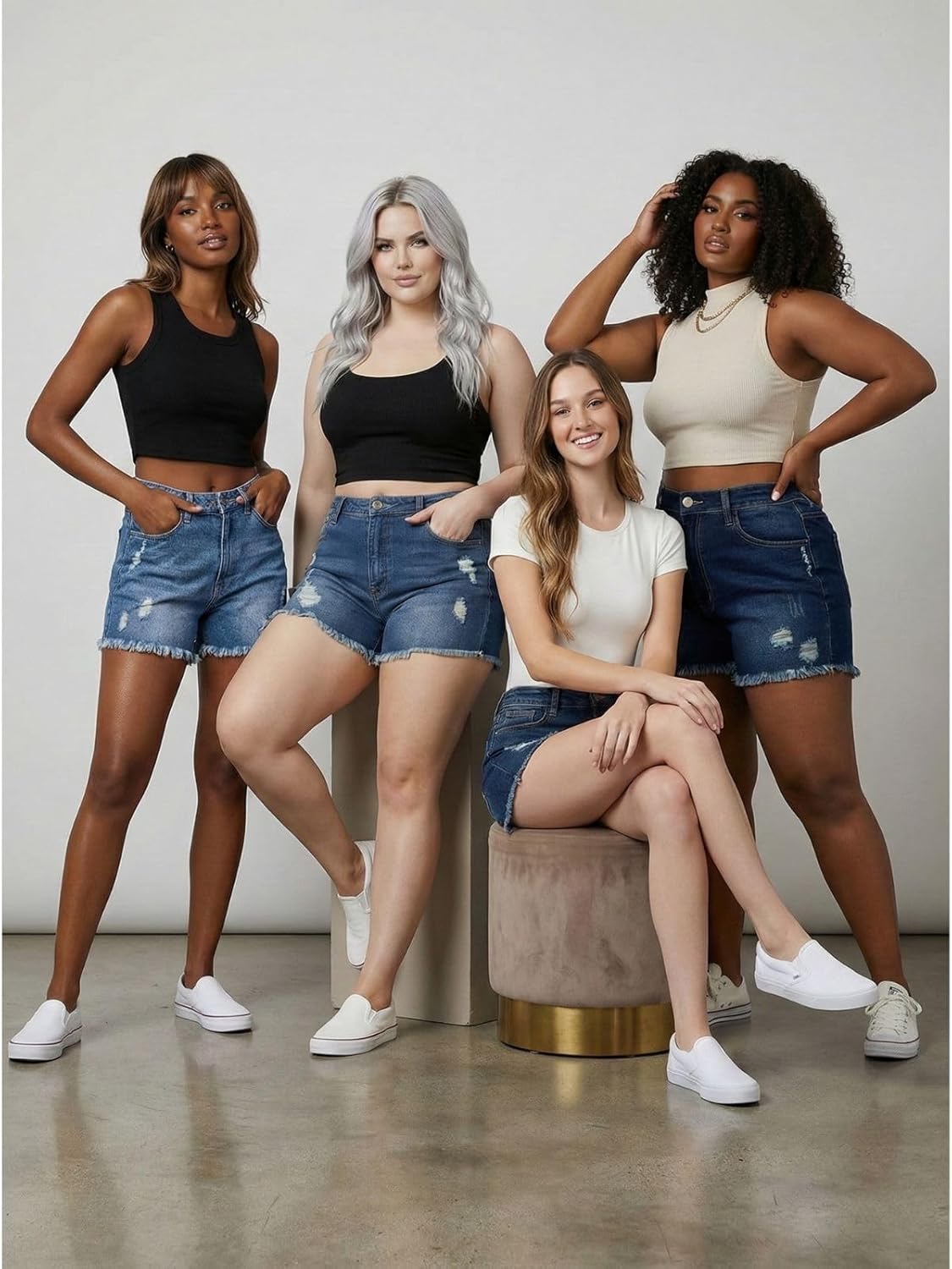 high Waisted Jean Shorts Women Stretchy Womens Jean Shorts, Frayed Hem, Comfy fit,Ripped Denim Shorts, Soft Denim - Image 8