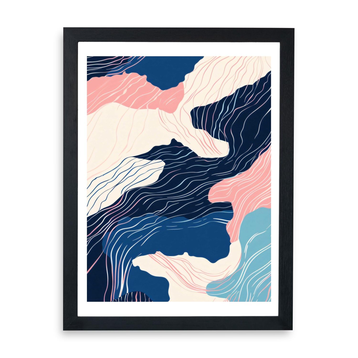 Impression encadrée moderne Contour Flow grand format avec motif abstrait topographique - 7
