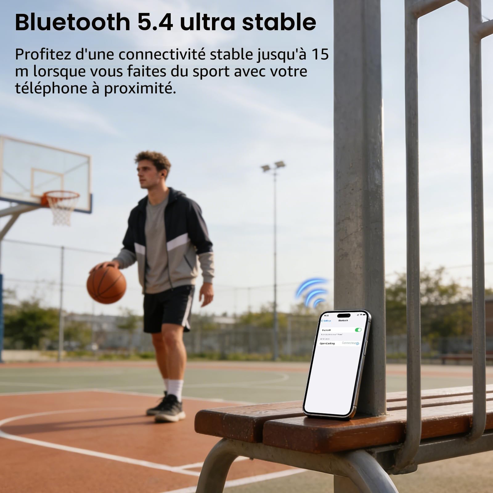 TOZO OpenEarRing Écouteurs Bluetooth sans Fil Ecouteurs Bluetooth 5.1 Ultraléger avec Réduction IA de Bruit ORIGX Acoustique EQs Ajustement 40H d'Autonomie LED Écran USB Type C IPX5 Noir