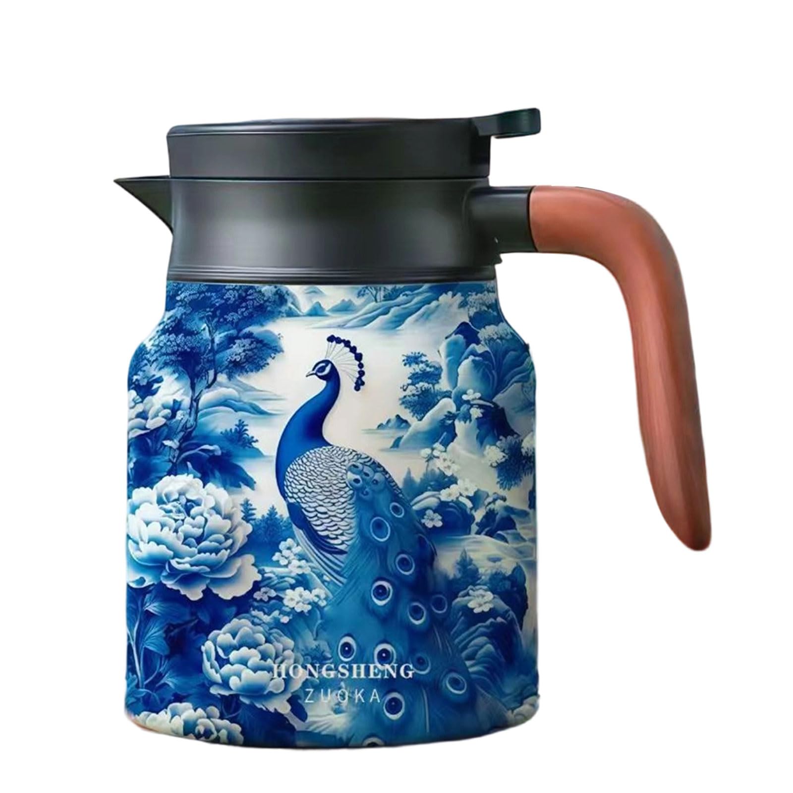 Xjdzineq Large Capacity 1000ml Thermal Teapot with Wooden Grip and Premium Stainless Steels Infuser for Steeping Teas Teapot with Strainer