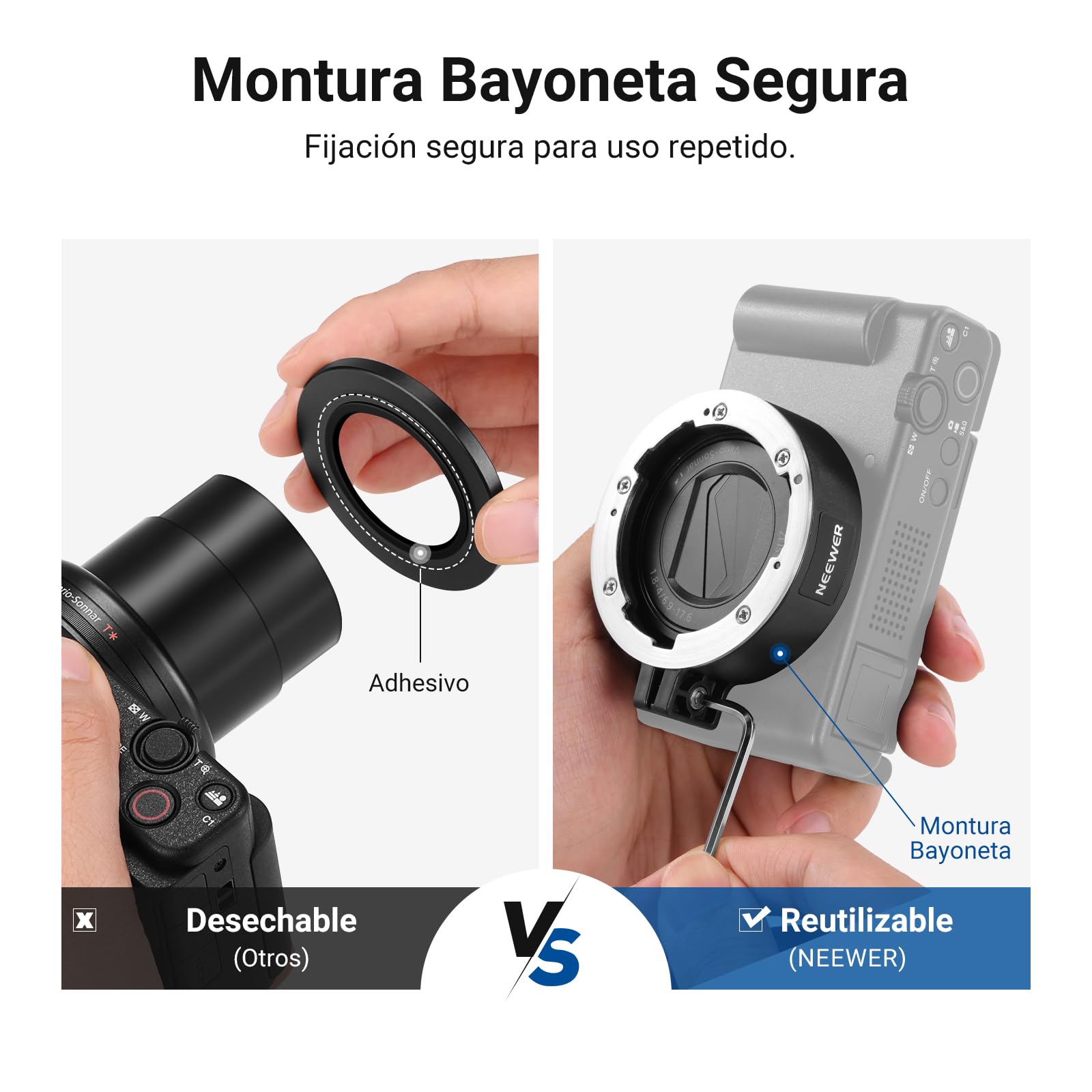 NEEWER Objetivo Gran Angular Compatible con Sony ZV-1 II (ZV-1 M2), 2 en 1 HD 18 mm Gran Angular + 10X Lente Macro Adicional con Tubo Extensión, Montura Bayoneta Accesorios Fotografía, LS-86