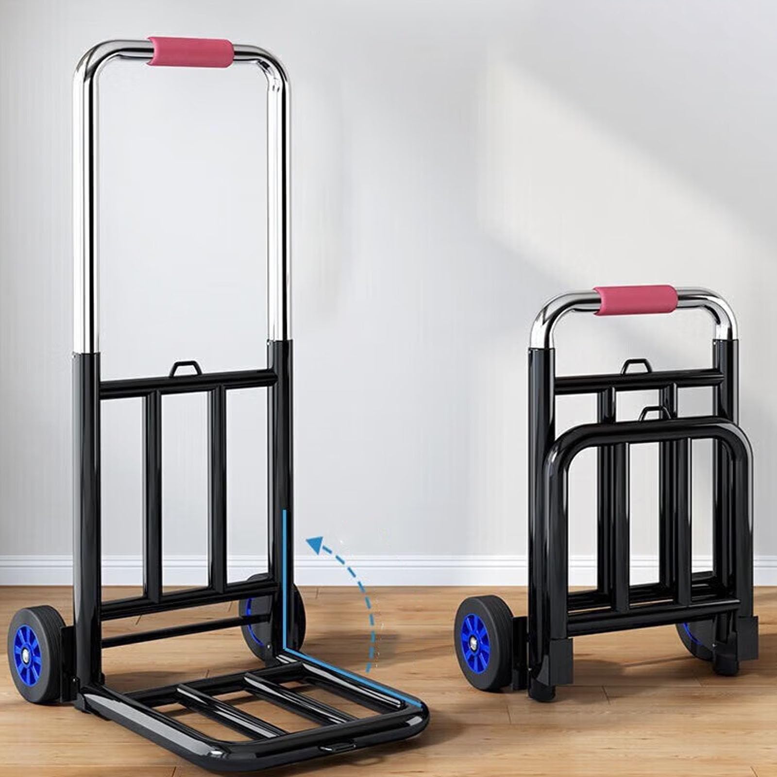 Składany wózek ręczny z teleskopowym uchwytem, aluminiowa konstrukcja, nośność 100 kg, przenośny wózek do łatwego transportu, idealny do przenoszenia i przenoszenia ciężkich przedmiotów