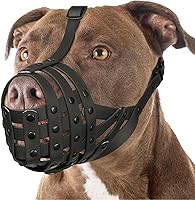 Mayerzon Basket Muzzle for Pitbull Rottweiler - Anti-Bite Scavenging, Adjustable PVC for Grooming Training, Allows Panting Drinking