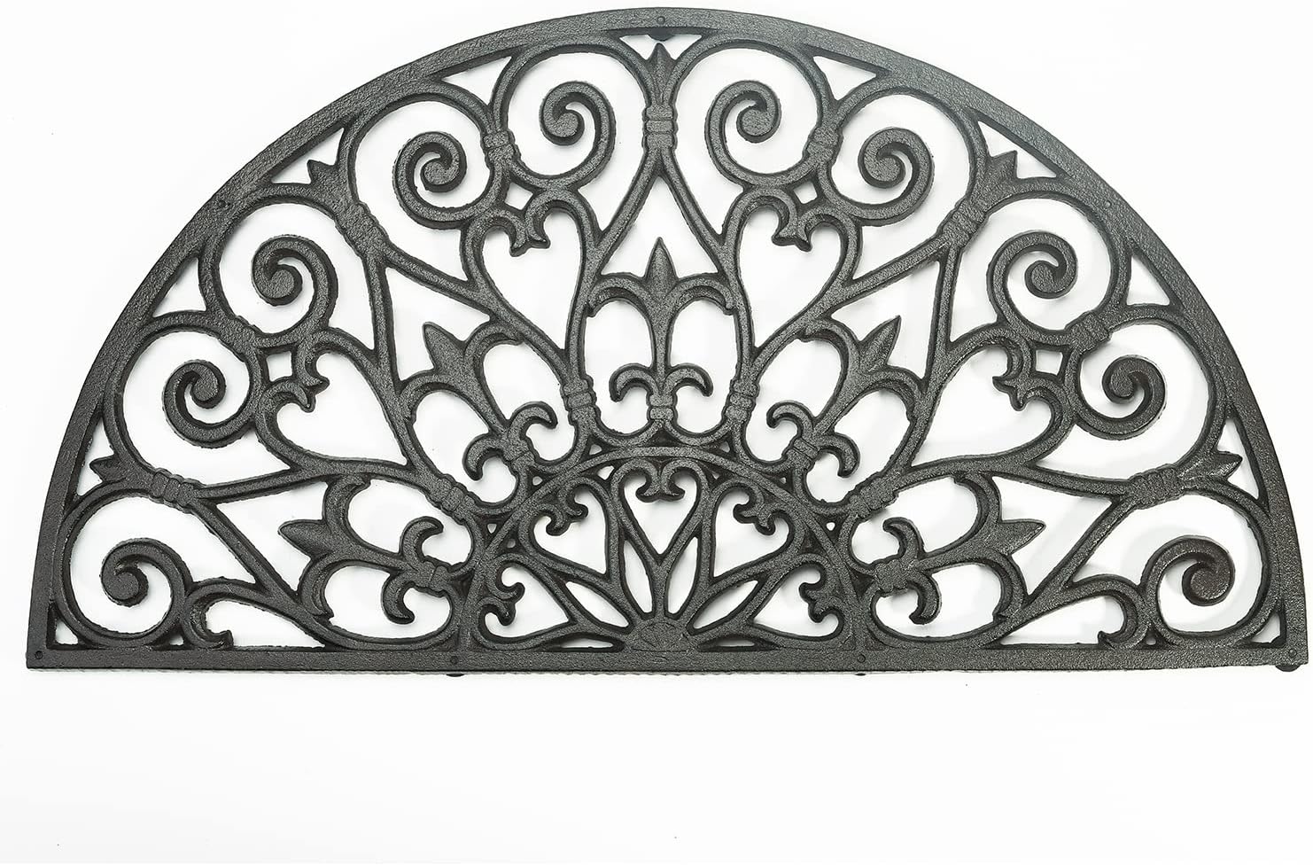Sungmor Heavy Duty Cast Iron Doormat - Vintage & Beautiful Vine Design, 28 INCH Large Semicircle Front Door Mat - Non-Slip Outside Mat Shoe Scraper - Decorative Entrance Mats Large_(71cm*37.5cm*2cm)