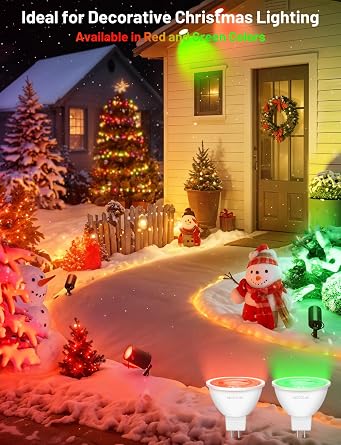 LED MR16 Green Light Bulb 4W, 20W 35W 50W Halogen Equivalent, 12V Low Voltage GU5.3 Bi-Pin Led Green Bulbs for Christmas Outdoor Landscape Yard Garden Tree Pool Holiday Lighting, 38 Deg, 6 Pack