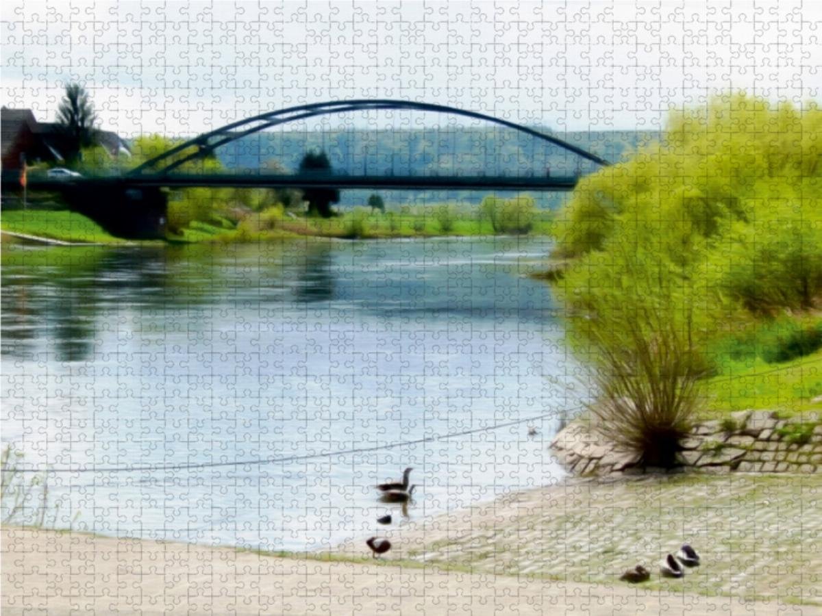 CALVENDO Puzzle Pont de la Weser Beverungen - Lauenförde 1000 Pieces 64 x 48 cm from Sonja Teßen