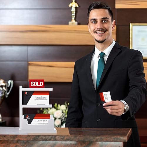 Miniatura 2 de Soporte para tarjetas de visita de bienes raíces, suministros de madera para agentes inmobiliarios, soporte para tarjetas de visita de granja,