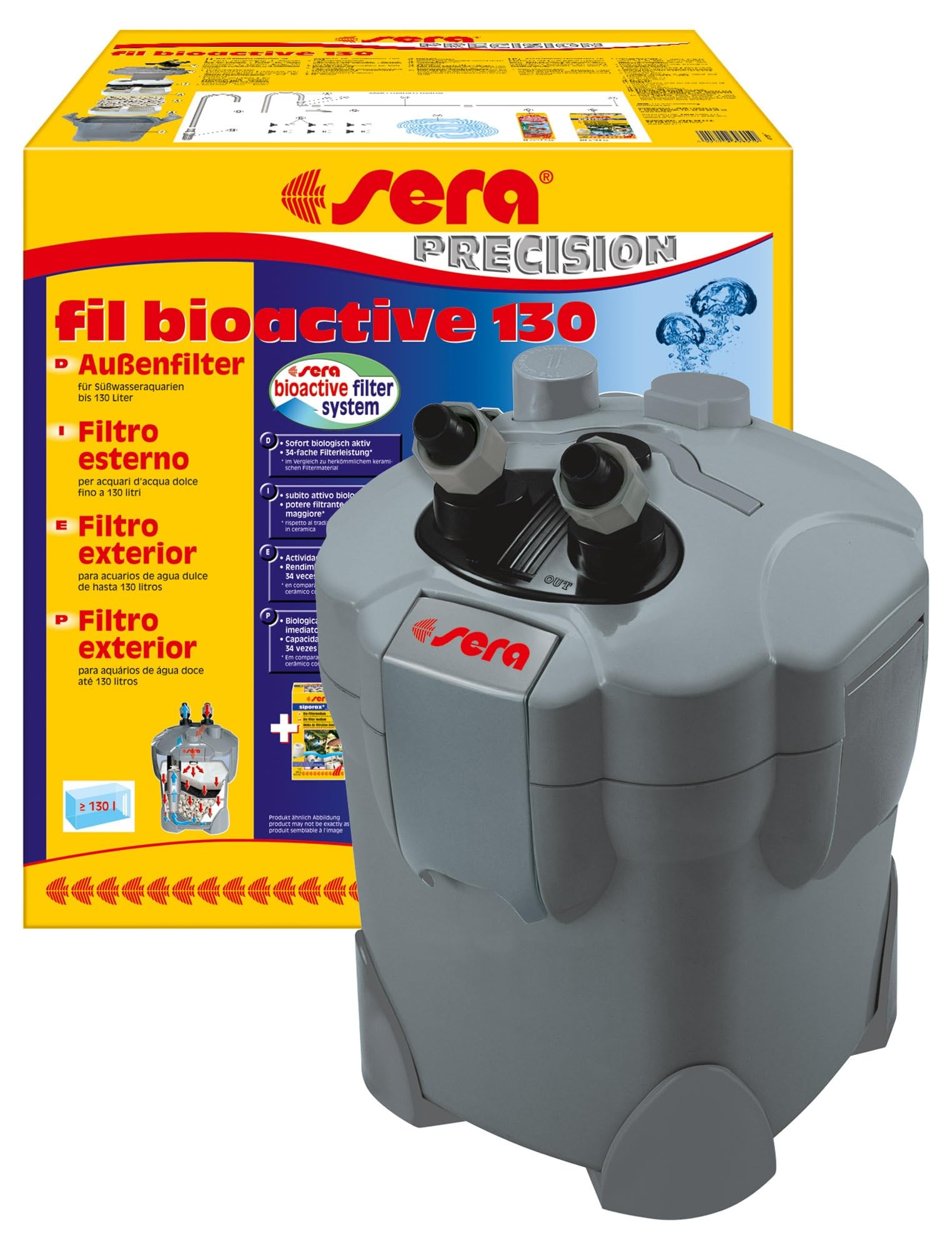 sera fil bioactive 130 | filtro esterno versatile e facile da usare per acquari d'acqua dolce | per acquari fino a 250 l | per acquari piccoli