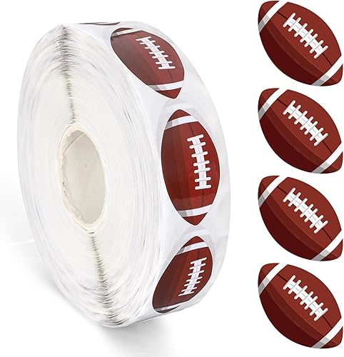 Whaline 1000 calcomanías deportivas de fútbol en rollo, calcomanías de rugby, calcomanías adhesivas para decoración de cumpleaños, aula, suministros