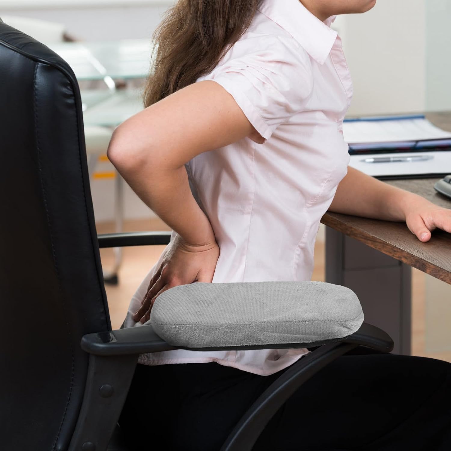 2pcs Thick Memory Foam Office Chair Arm Pads for Desk Comfort