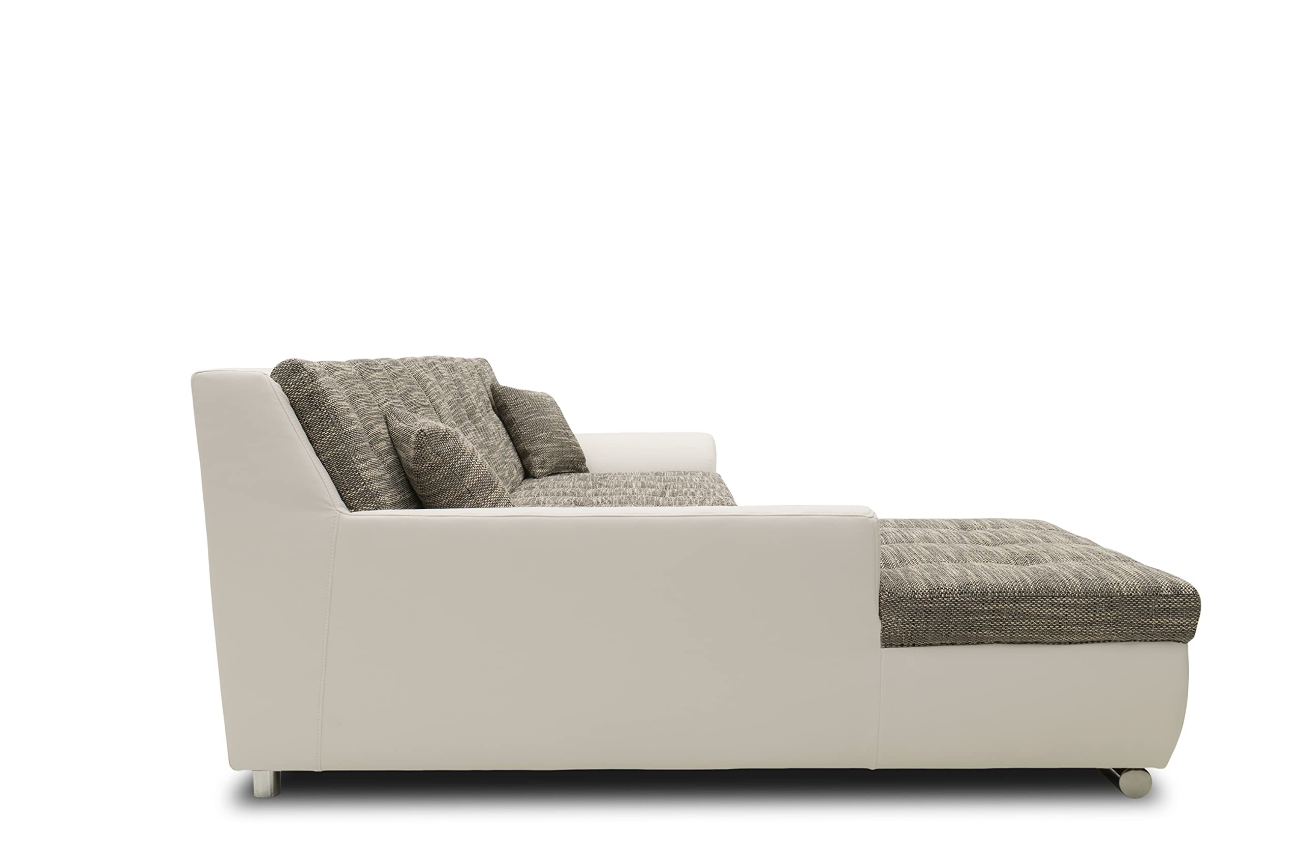 DOMO. collection Ecksofa Treviso, Sofa in L-Form aus Kunstleder und Webstoff, Eckcouch, Couch, Polsterecke, 267 x 178 x 83 cm (BxTxH), grau/weiß