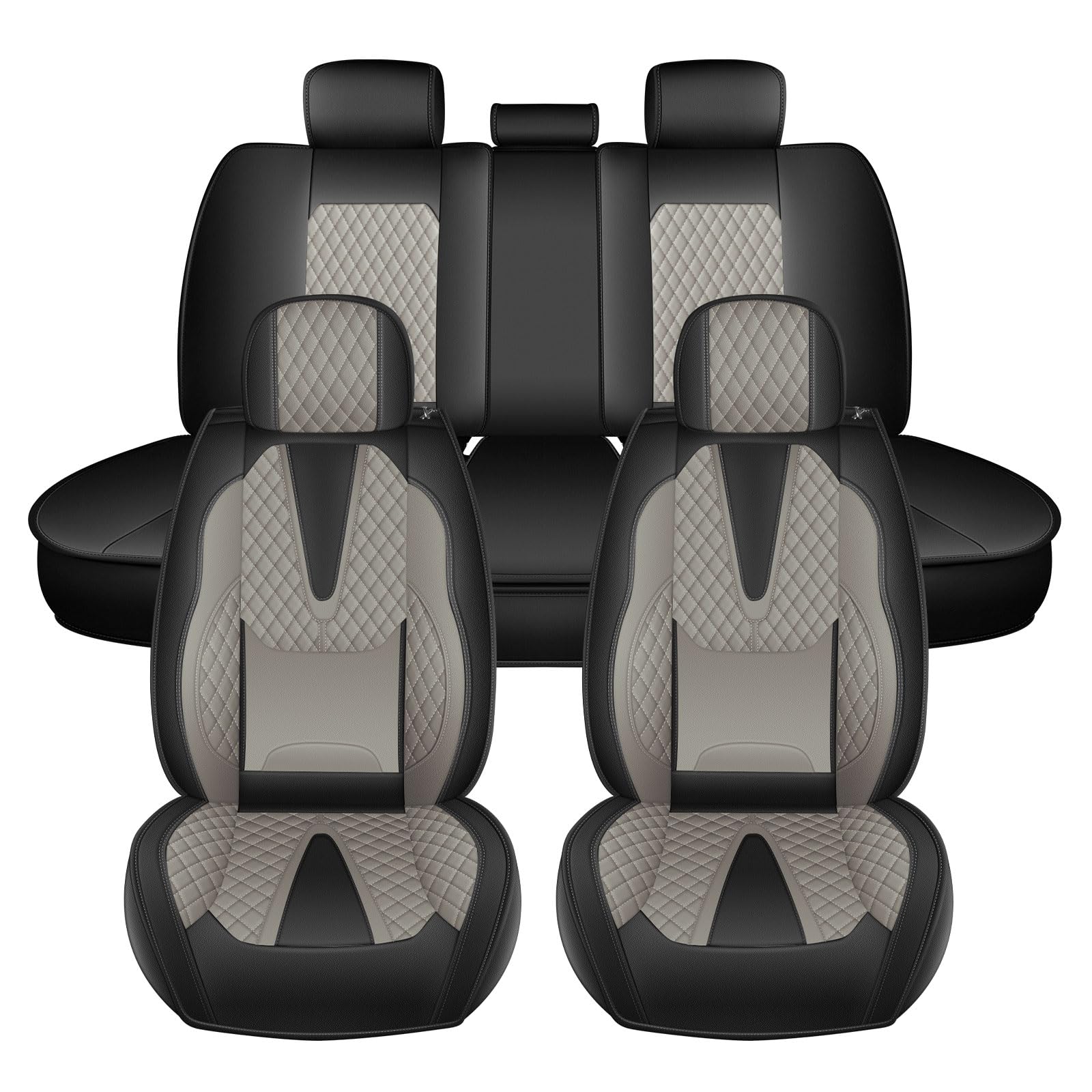 Car Seat Covers for Chevrolet Chevy Silverado 2007-2025 2026 Full Set Leather Ergonomic Seat Cover with Elevated Backrest